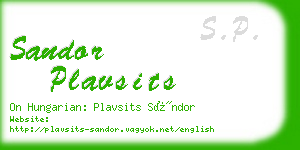 sandor plavsits business card